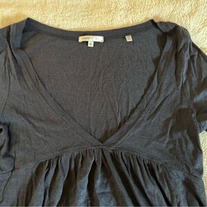 Vince Black V-Neck Gathered Waist Tunic